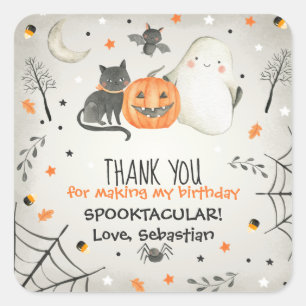 Cute Halloween Ghost Spooktacular Birthday Favour  Square Sticker