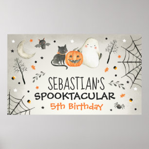 Cute Halloween Ghost Spooktacular Birthday Poster