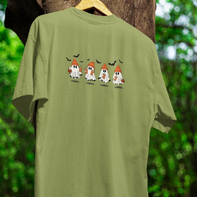 Cute Halloween Ghost Squad Fall Coffee & Pumpkin T-Shirt (Creator Uploaded)