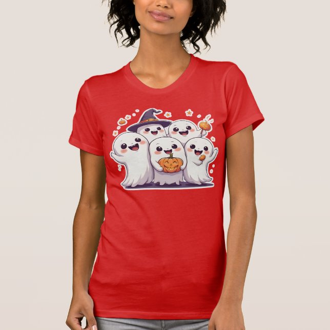 Cute Halloween Ghost Squad T-Shirt – Fun Pumpkin (Front)