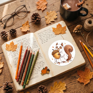 Cute Halloween Ghost Squirrel Custom Favour Classi Classic Round Sticker