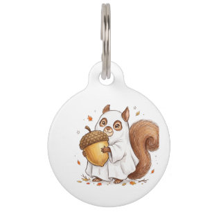 Cute Halloween Ghost Squirrel Custom Favour Classi Pet Tag
