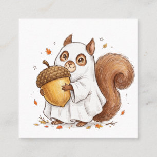 Cute Halloween Ghost Squirrel Custom Favour Classi Square Business Card