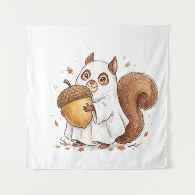 Cute Halloween Ghost Squirrel Custom Favour Classi Tapestry (Front)