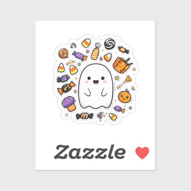  Cute Halloween Ghost Sticker – Cartoon Ghost with (Sheet)