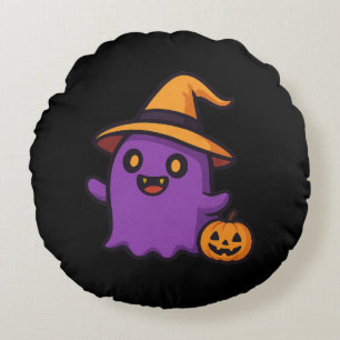 Cute Halloween Ghost Sticker  Round Cushion