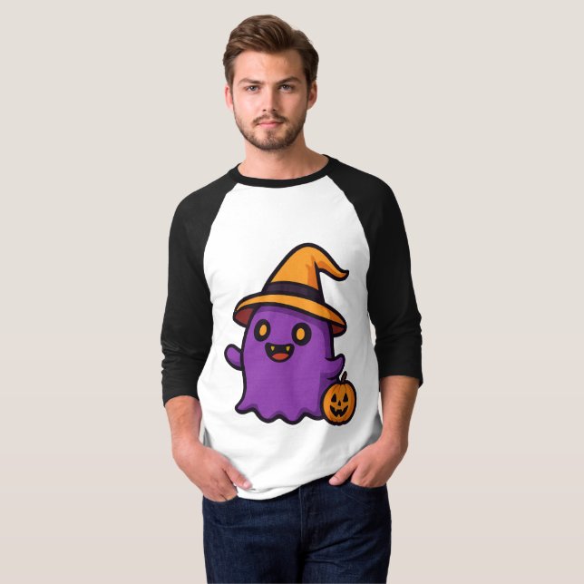 Cute Halloween Ghost Sticker  T-Shirt (Front Full)