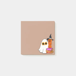 Cute Halloween Ghost - Sunglasses, Pumpkin, Books Post-it Notes