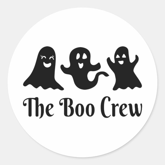 Cute Halloween Ghost, The Boo Crew Classic Round Sticker (Front)