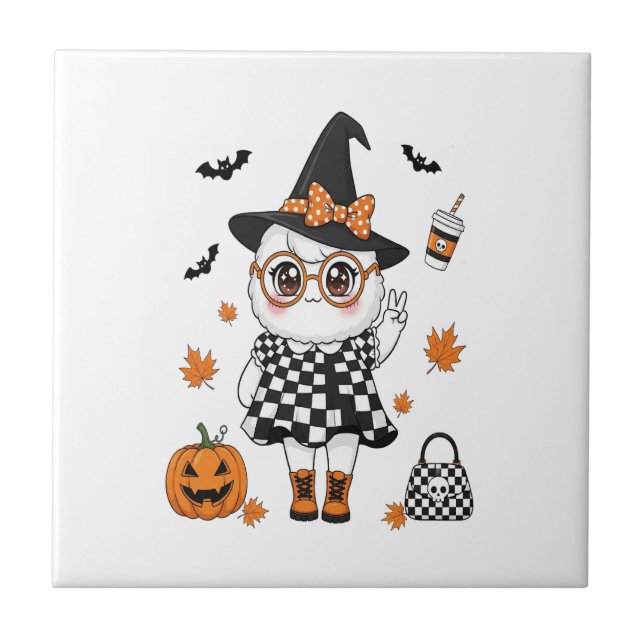 Cute Halloween Ghost Tile (Front)