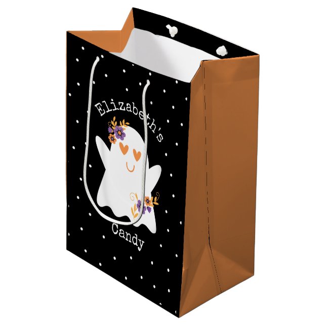 Cute Halloween Ghost Trick or Treat Candy Medium Gift Bag (Front Angled)