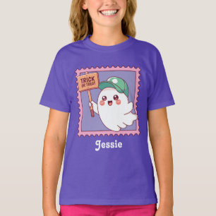 Cute Halloween Ghost Trick or Treat Kids Custom T-Shirt