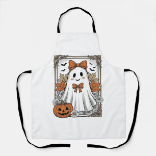 Cute Halloween Ghost Vintage Engraving Shirt Desig Apron