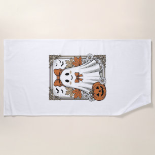 Cute Halloween Ghost Vintage Engraving Shirt Desig Beach Towel
