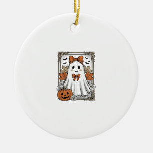 Cute Halloween Ghost Vintage Engraving Shirt Desig Ceramic Tree Decoration