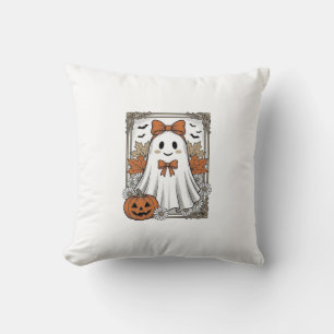 Cute Halloween Ghost Vintage Engraving Shirt Desig Cushion