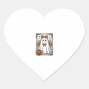 Cute Halloween Ghost Vintage Engraving Shirt Desig Heart Sticker