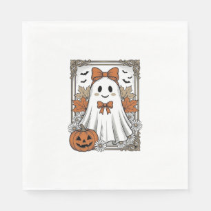 Cute Halloween Ghost Vintage Engraving Shirt Desig Napkin