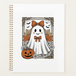 Cute Halloween Ghost Vintage Engraving Shirt Desig Planner