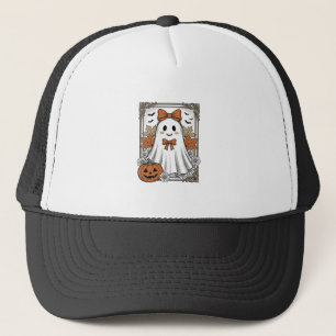 Cute Halloween Ghost Vintage Engraving Shirt Desig Trucker Hat