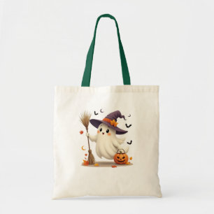 Cute Halloween Ghost Witch Tote Bag