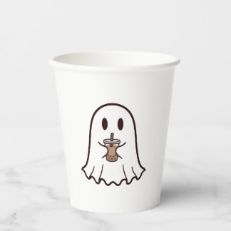 Cute Halloween Ghost With Boba Paper Cups