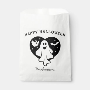 Cute Halloween Ghost With Heart And Bat Favour Bags