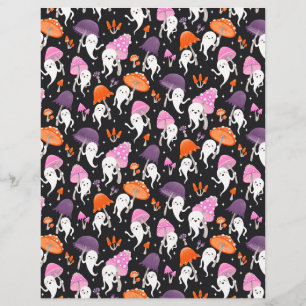 Cute Halloween Ghost with Mushroom Scrapbook Paper