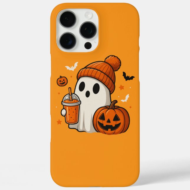 Cute Halloween Ghost with Pumpkin and Drink  Case-Mate iPhone Case (Back)