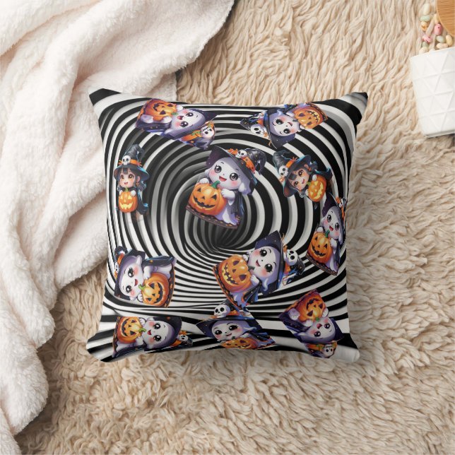 Cute Halloween Ghost with Pumpkin  Cushion (Blanket)
