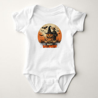 Cute Halloween Ghost with Pumpkin Funny Spooky Baby Bodysuit