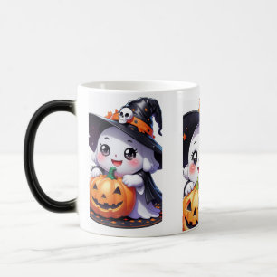 Cute Halloween Ghost with Pumpkin  Magic Mug