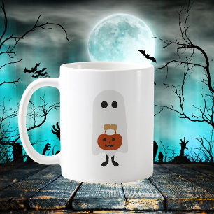 Cute Halloween Ghost with Pumpkin Trick-or-Treat Coffee Mug