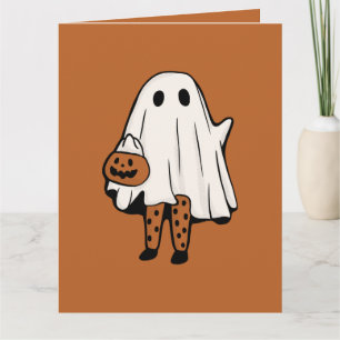 Cute Halloween Ghost with Stockings Halloween  Card