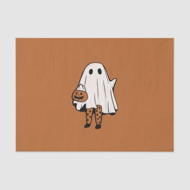 Cute Halloween Ghost with Stockings Halloween Invi Tissue Paper (Front)