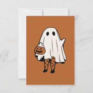 Cute Halloween Ghost with Stockings Halloween Thank You Card