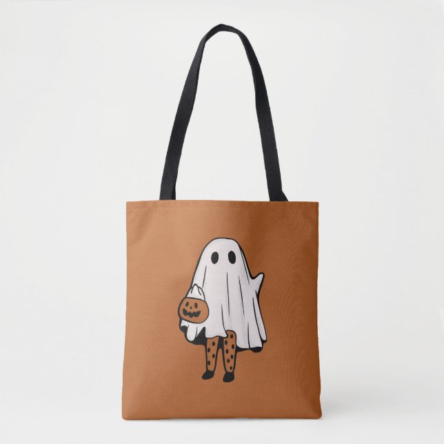 Cute Halloween Ghost with Stockings Halloween  Tote Bag (Front)