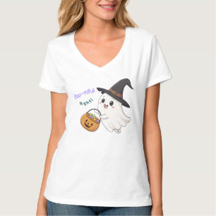 Cute Halloween Ghost Women’s V-Neck T-Shirt