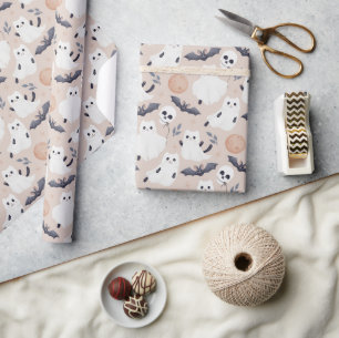 Cute Halloween Ghost Wrapping Paper Kawaii Spook