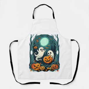 Cute Halloween Ghosts and Jack O Lantern Forest (2 Apron