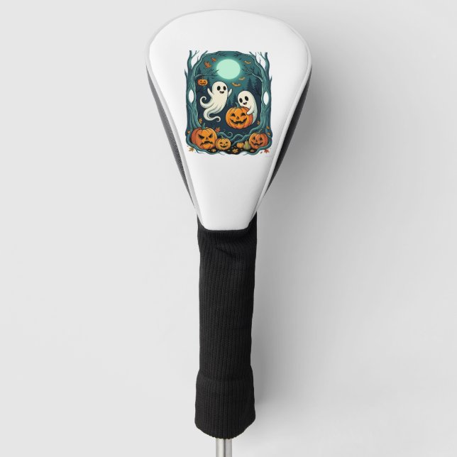 Cute Halloween Ghosts and Jack O Lantern Forest (2 Golf Head Cover (Front)