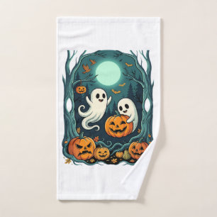 Cute Halloween Ghosts and Jack O Lantern Forest (2 Hand Towel