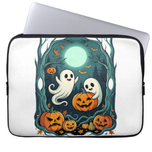 Cute Halloween Ghosts and Jack O Lantern Forest (2 Laptop Sleeve