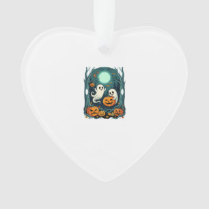 Cute Halloween Ghosts and Jack O Lantern Forest (2 Ornament