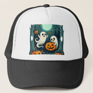 Cute Halloween Ghosts and Jack O Lantern Forest (2 Trucker Hat