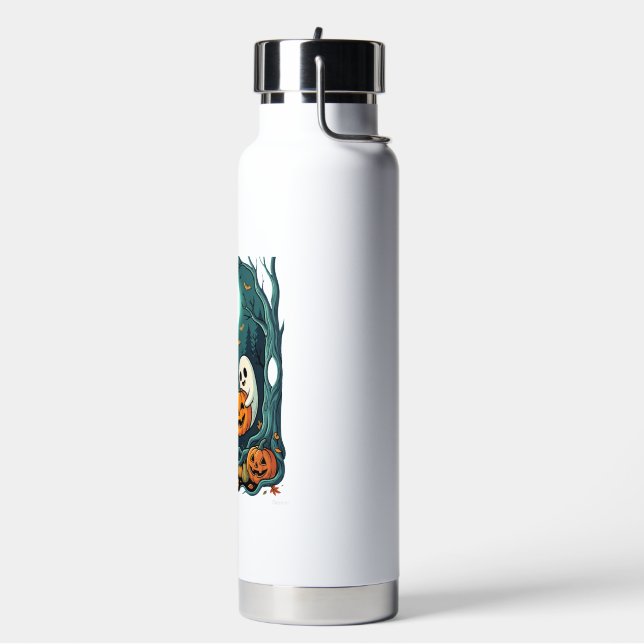 Cute Halloween Ghosts and Jack O Lantern Forest (2 Water Bottle (Left)