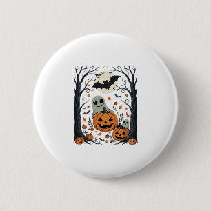 Cute Halloween Ghosts and Jack O Lantern Forest 6 Cm Round Badge