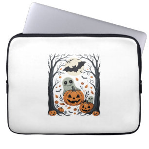 Cute Halloween Ghosts and Jack O Lantern Forest Laptop Sleeve