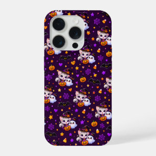 Cute Halloween Ghosts and Pumpkins Black Phone Cas iPhone 15 Pro Case