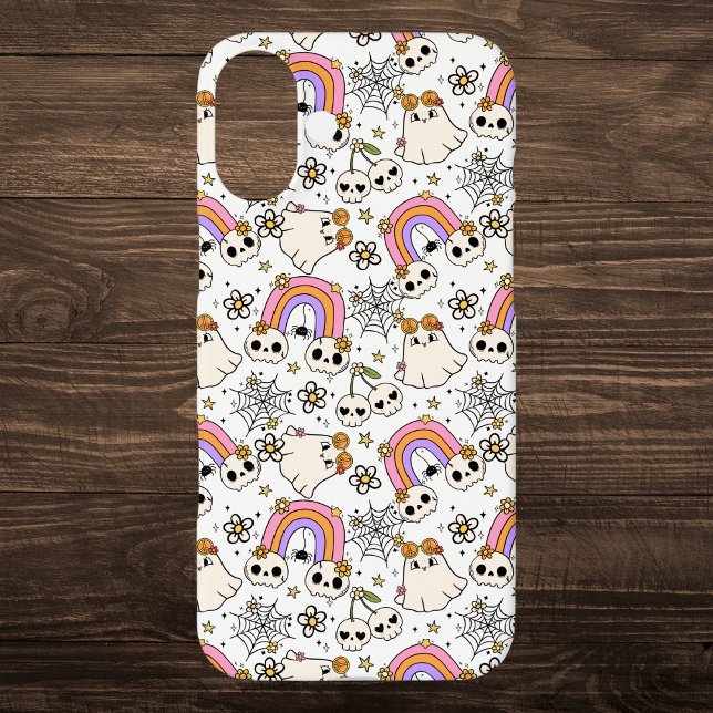 Cute Halloween Ghosts and Skulls Pattern Case-Mate iPhone Case (Creator Uploaded)